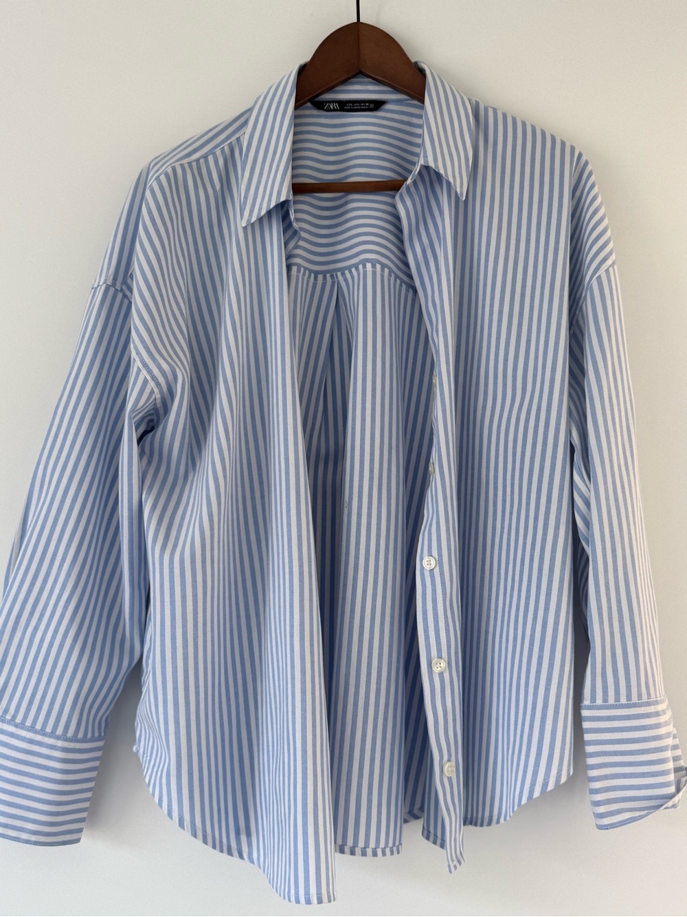 Zara Light Blue & White Vertical Stripe Button-Down Shirt